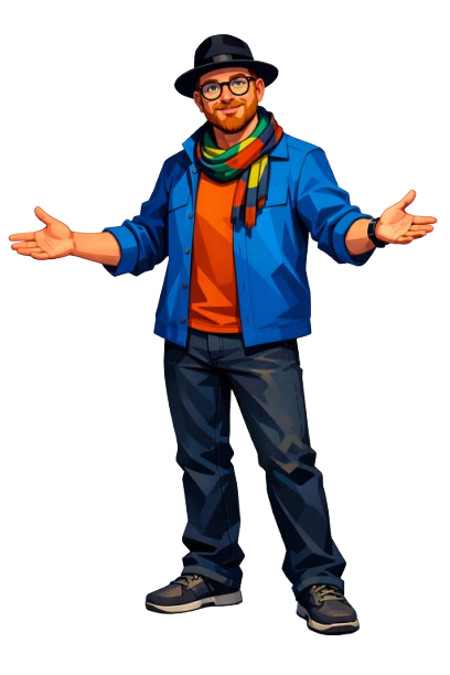 Cyril Ropars, pair-aidant certifié, debout au début du chemin, bras ouverts